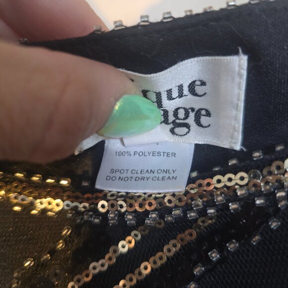 1920s Beaded Peacock Flapper Dress in Black and Green - Picture 4 of 5